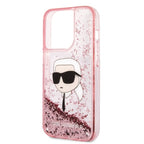 Karl Lagerfeld blizgus dėklas iPhone 14 Pro Max – rožinis