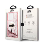 Karl Lagerfeld blizgus dėklas iPhone 14 Pro Max – rožinis