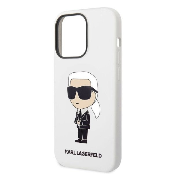 Karl Lagerfeld silikoninis dėklas iPhone 14 Pro Max – baltas