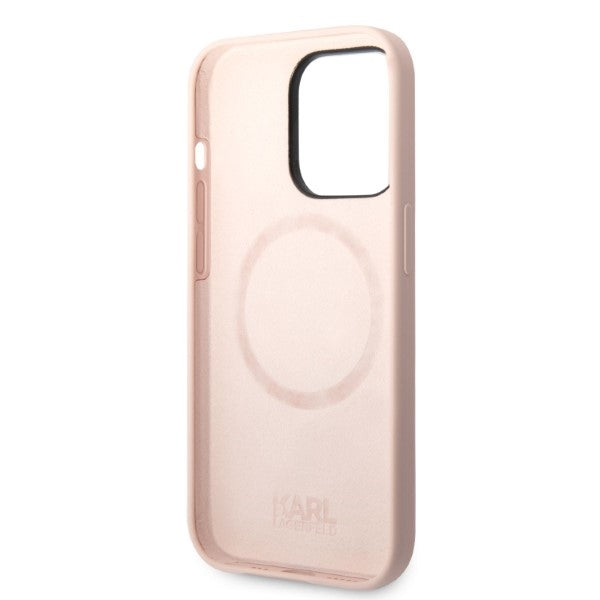 Karl Lagerfeld silikoninis MagSafe dėklas iPhone 14 Pro – rožinis