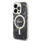 Guess Marble MagSafe dėklo ir įkroviklio rinkinys iPhone 14 Pro – juodas