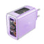 Acefast GaN įkroviklis 65W, 3 jungčių (1xUSB, 2xUSB C), violetinis (A45)