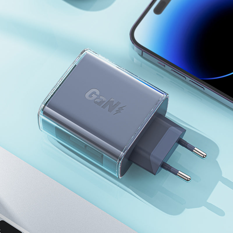 Acefast GaN įkroviklis 65W, 3 jungčių (1xUSB, 2xUSB C), violetinis (A45)