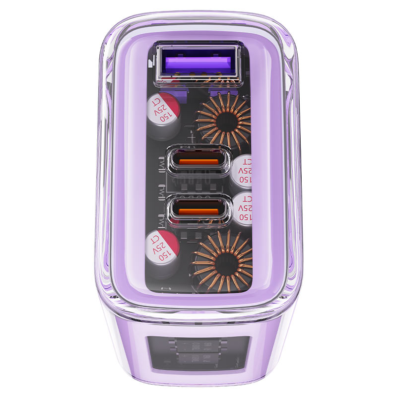 Acefast GaN įkroviklis 65W, 3 jungčių (1xUSB, 2xUSB C), žalias (A45)