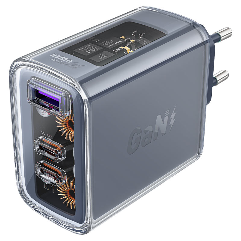 Acefast GaN įkroviklis 65W, 3 jungčių (1xUSB, 2xUSB C), žalias (A45)