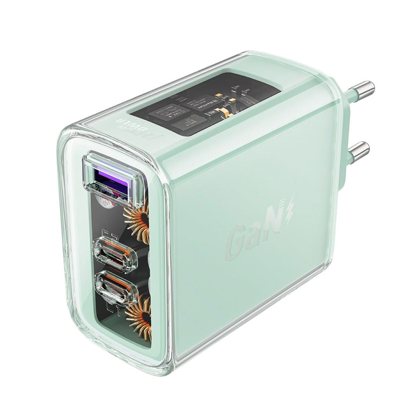 Acefast GaN įkroviklis 65W, 3 jungčių (1xUSB, 2xUSB C), žalias (A45)
