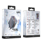 Acefast GaN įkroviklis 65W, 3 jungčių (1xUSB, 2xUSB C), pilkas (A45)