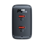 Acefast Greitas GaN įkroviklis A49, 35W PD 2x USB C, juodas