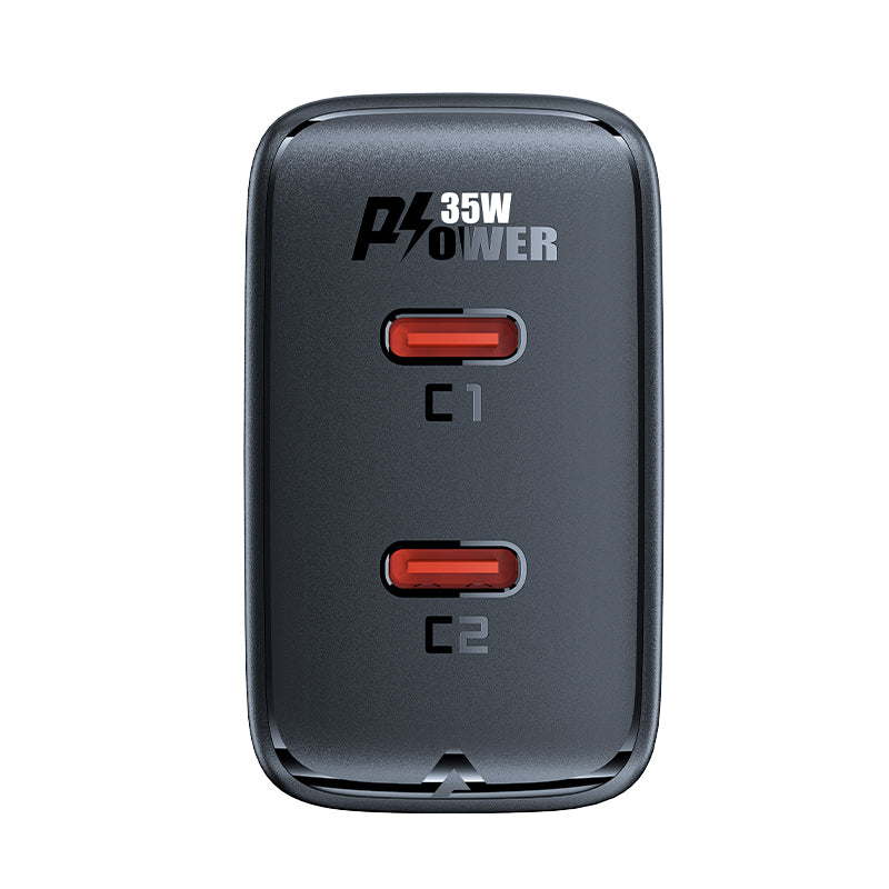Acefast Greitas GaN įkroviklis A49, 35W PD 2x USB C, juodas