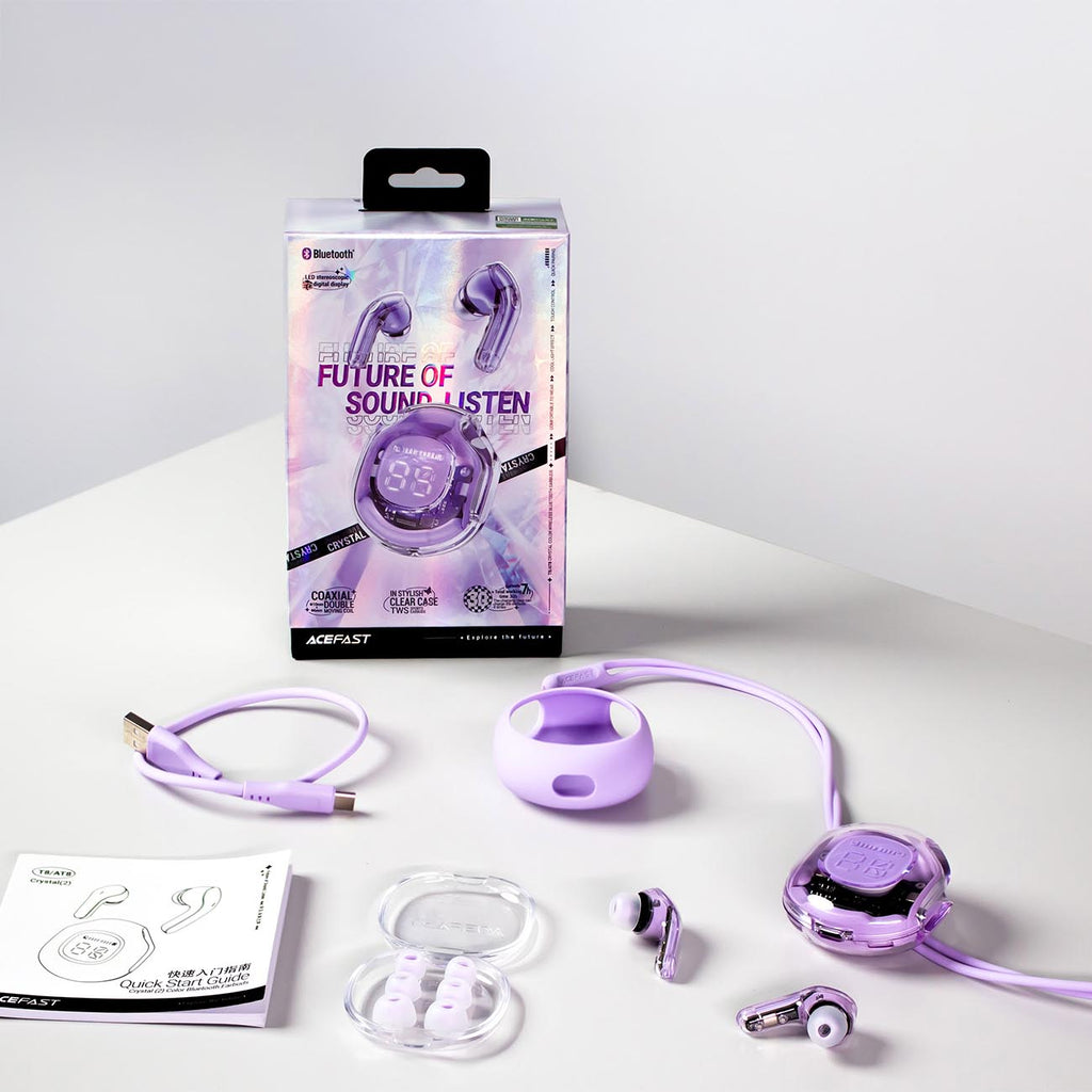 Acefast T8 TWS Bluetooth belaidės ausinės – baltos