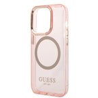Guess MagSafe dėklas iPhone 14 Pro – rožinis auksas