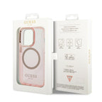 Guess MagSafe dėklas iPhone 14 Pro – rožinis auksas