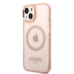 Guess MagSafe dėklas iPhone 14 Plus – rožinis auksas