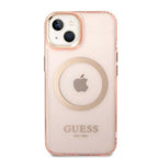 Guess MagSafe dėklas iPhone 14 Plus – rožinis auksas
