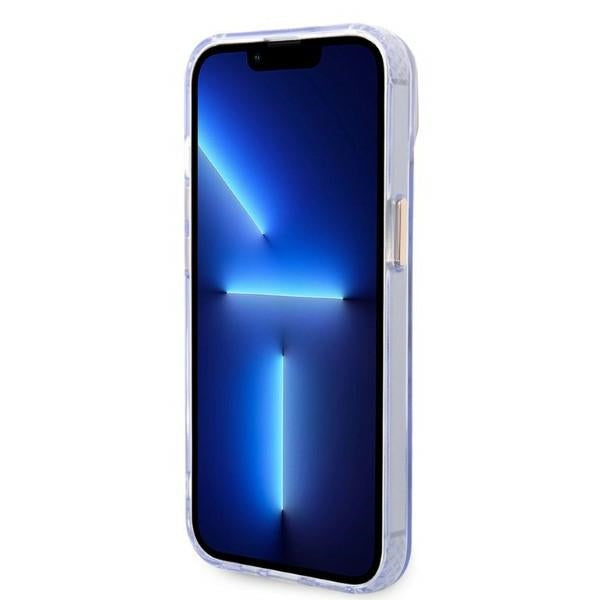 Guess MagSafe dėklas iPhone 14 – violetinis/auksinis