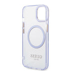 Guess MagSafe dėklas iPhone 14 – violetinis/auksinis