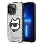 Karl Lagerfeld blizgus dėklas iPhone 14 Pro – sidabrinis