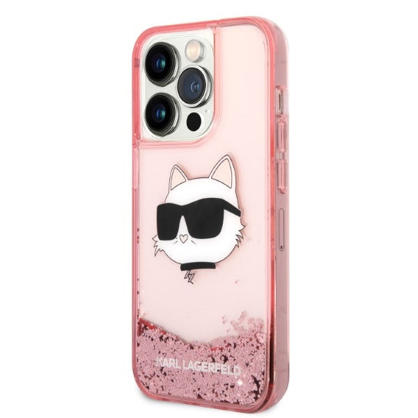Karl Lagerfeld dėklas iPhone 14 Pro – rožinis, blizgus