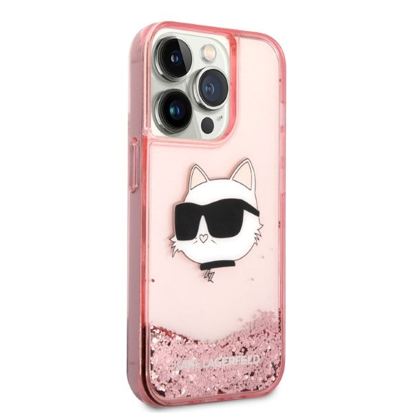Karl Lagerfeld dėklas iPhone 14 Pro – rožinis, blizgus