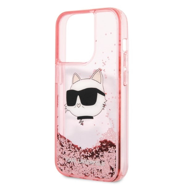 Karl Lagerfeld dėklas iPhone 14 Pro – rožinis, blizgus