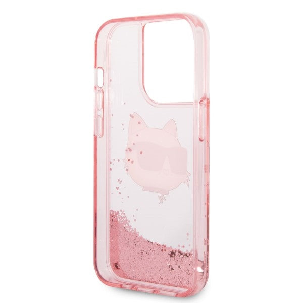 Karl Lagerfeld dėklas iPhone 14 Pro – rožinis, blizgus