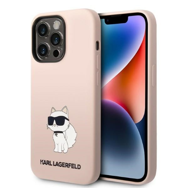 Karl Lagerfeld silikoninis dėklas iPhone 14 Pro – rožinis -- iPhone 14 Pro