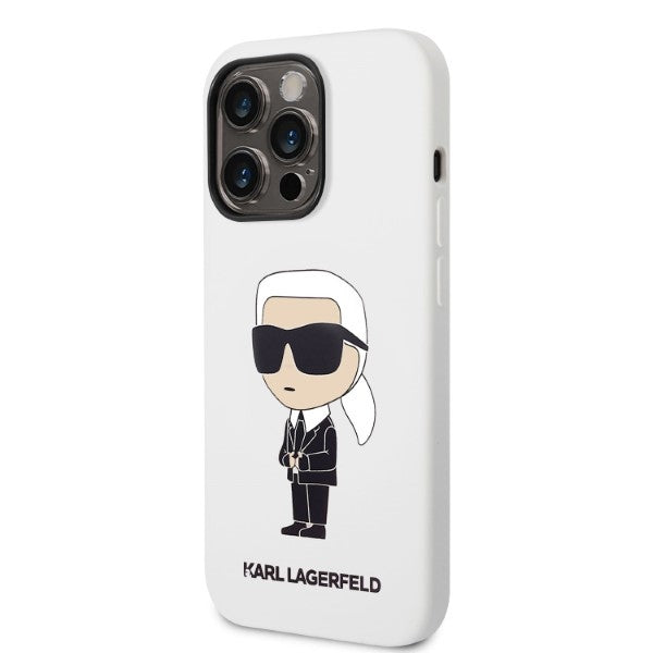 Karl Lagerfeld Ikonik dėklas iPhone 14 Pro – baltas