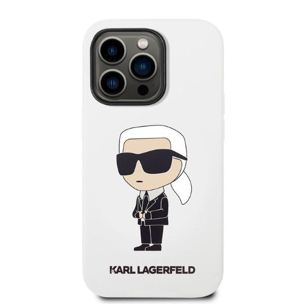 Karl Lagerfeld Ikonik dėklas iPhone 14 Pro – baltas