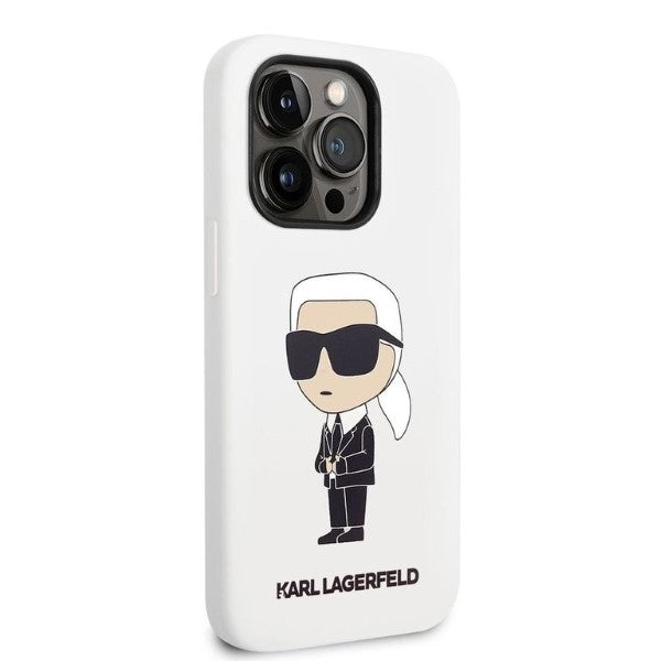 Karl Lagerfeld Ikonik dėklas iPhone 14 Pro – baltas
