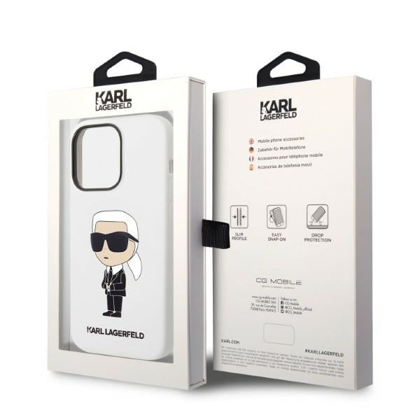 Karl Lagerfeld Ikonik dėklas iPhone 14 Pro – baltas