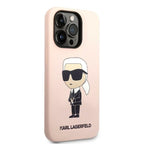 Karl Lagerfeld silikoninis dėklas iPhone 14 Pro – rožinis