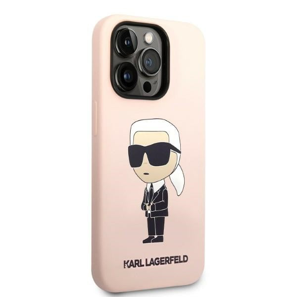 Karl Lagerfeld silikoninis dėklas iPhone 14 Pro – rožinis