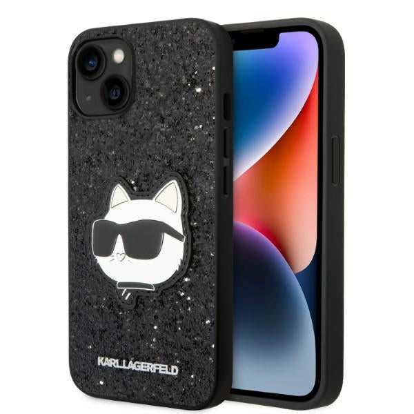 Karl Lagerfeld blizgus dėklas iPhone 14 Plus – juodas