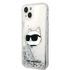Karl Lagerfeld blizgus dėklas iPhone 14 Plus – sidabrinis