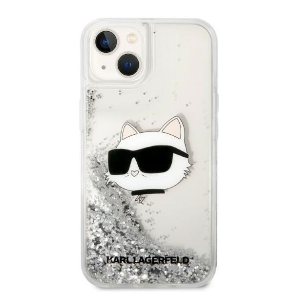 Karl Lagerfeld blizgus dėklas iPhone 14 Plus – sidabrinis