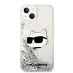Karl Lagerfeld blizgus dėklas iPhone 14 Plus – sidabrinis