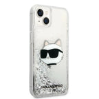 Karl Lagerfeld blizgus dėklas iPhone 14 Plus – sidabrinis