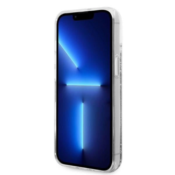 Karl Lagerfeld blizgus dėklas iPhone 14 Plus – sidabrinis