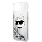Karl Lagerfeld blizgus dėklas iPhone 14 Plus – sidabrinis