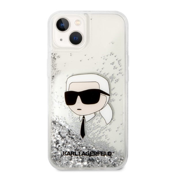 Karl Lagerfeld dėklas iPhone 14 Plus – sidabrinis
