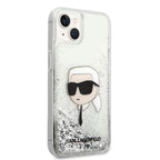 Karl Lagerfeld dėklas iPhone 14 Plus – sidabrinis