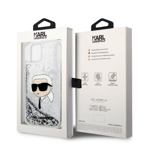 Karl Lagerfeld dėklas iPhone 14 Plus – sidabrinis