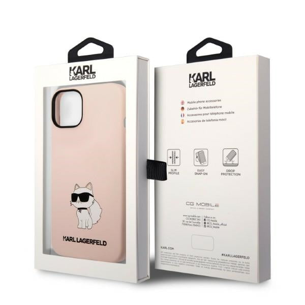 Karl Lagerfeld silikoninis dėklas iPhone 14 Plus – rožinis