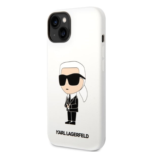 Karl Lagerfeld silikoninis dėklas iPhone 14 Plus – baltas