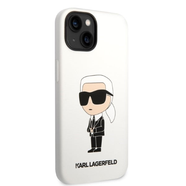 Karl Lagerfeld silikoninis dėklas iPhone 14 Plus – baltas