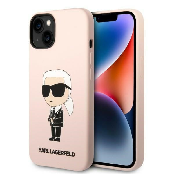 Karlas Lagerfeldas KLHCP14MSNIKBCP iPhone 14 Plus 6.7" kietas dėklas, rožinis/rožinis silikoninis ikonas