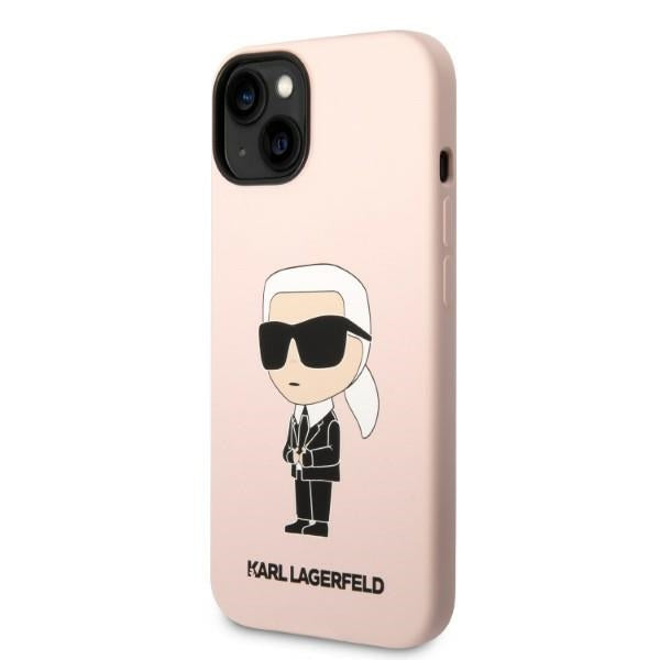 Karlas Lagerfeldas KLHCP14MSNIKBCP iPhone 14 Plus 6.7" kietas dėklas, rožinis/rožinis silikoninis ikonas