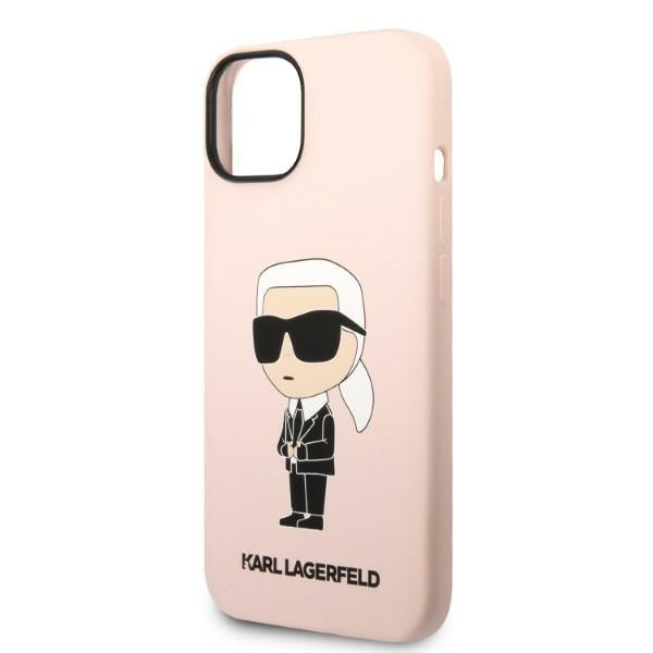 Karlas Lagerfeldas KLHCP14MSNIKBCP iPhone 14 Plus 6.7" kietas dėklas, rožinis/rožinis silikoninis ikonas