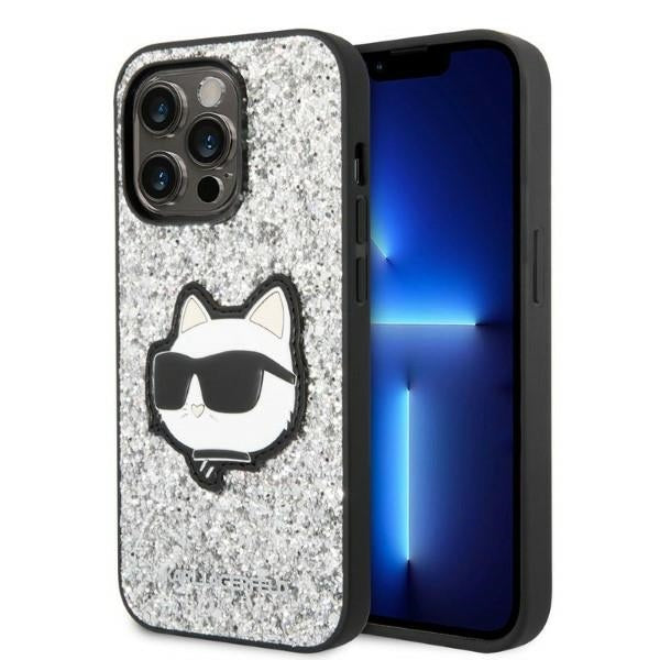 Karl Lagerfeld dėklas iPhone 14 Pro Max – sidabrinis, blizgus