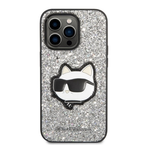 Karl Lagerfeld dėklas iPhone 14 Pro Max – sidabrinis, blizgus